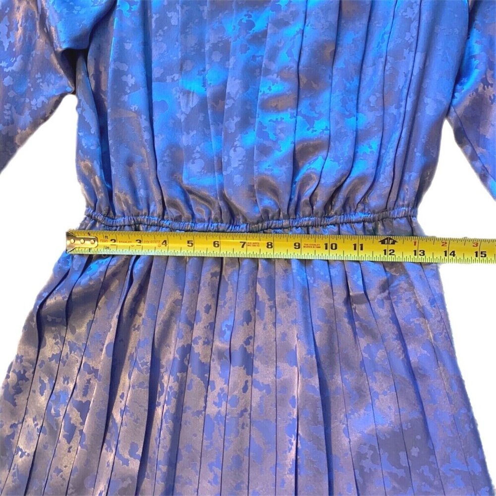 Vintage In the Mood Pleated Accordion Dress Purple Long Sleeve Belted Buttons - Picture 12 of 12